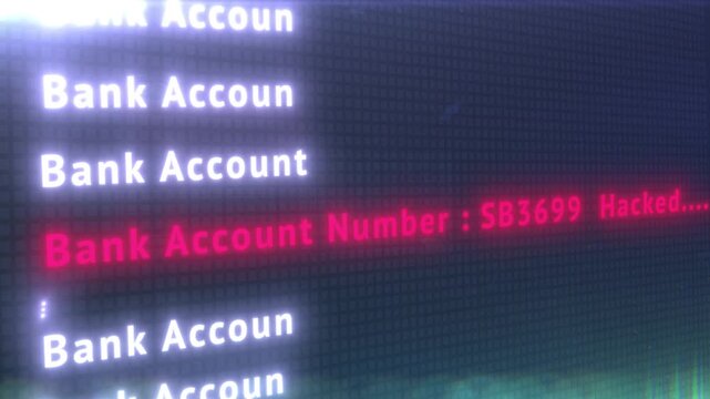 Bank Account Banking Hacking Hacked Fraud Online Scam Typography Glow Effect Futuristic 4K Video
