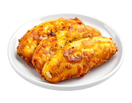 pisang goreng or banana fritter on plate isolated on transparent png