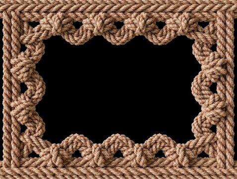Intricate Rope Border with Decorative Knots on a Black Background