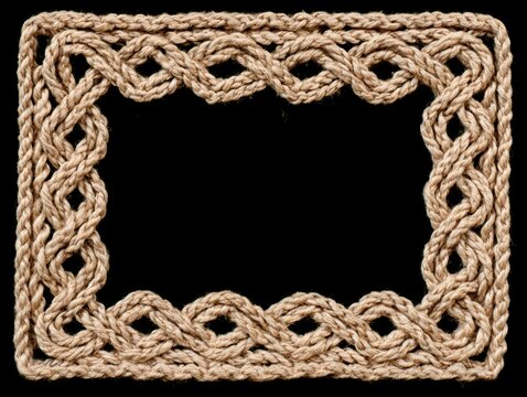 Intricate Braided Jute Rope Frame with Elegant Knot Pattern Border Design