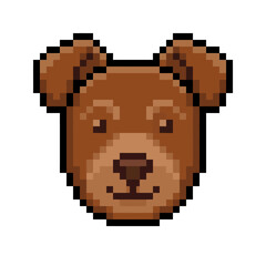 Fototapeta premium Brown pixel art teddy bear or dog face.