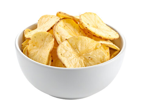 keripik singkong or cassava chips in bowl isolated on transparent png