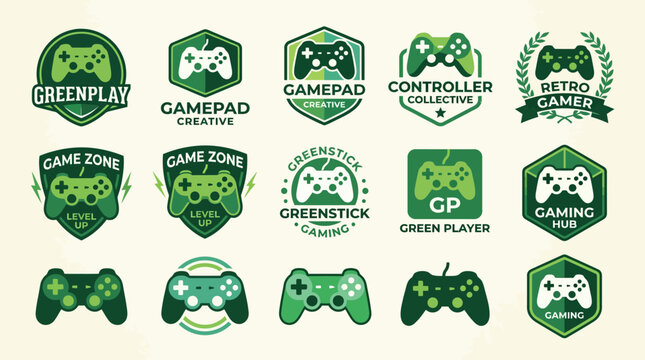 Gaming and eSports controller mascot logo set.