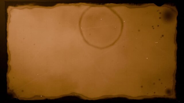 Rolling midway roll moving left across amber light table showing parchment ring stain for study