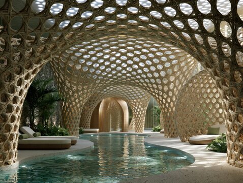 Stunning Modern Aquatic Center with Unique Geometric Architecture