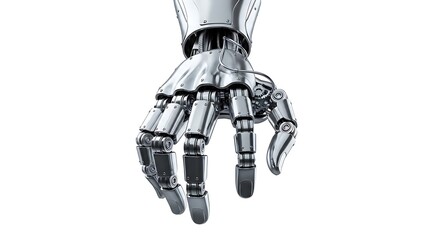 Naklejka premium robotic hand holding a white background