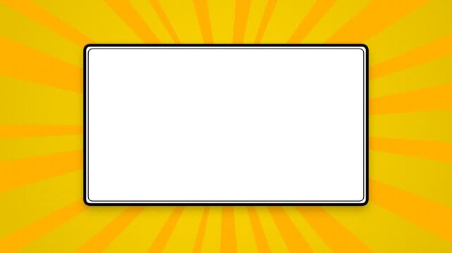 Comic book blank frame on yellow sunburst background for your creative message