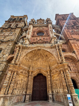 Historic Astorga Cathedral in Leon Province, Spain. Gothic architecture, impressive facade and one of the city&rsquo;s most important religious landmarks