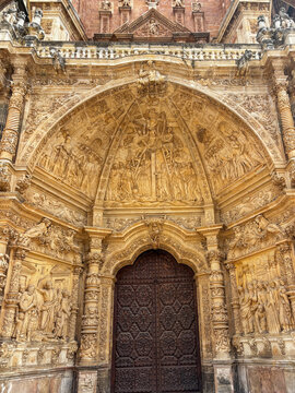 Historic Astorga Cathedral in Leon Province, Spain. Gothic architecture, impressive facade and one of the city&rsquo;s most important religious landmarks