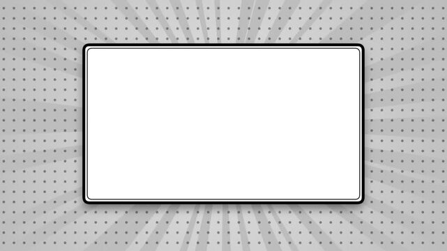 Comic book frame with grey sunburst and halftone pattern for copy space design