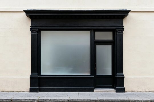Classic Black Shopfront with Frosted Glass Window and Door
