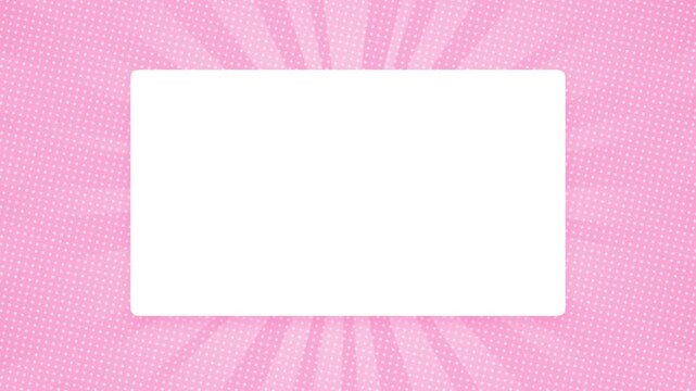 Pink comic background with white frame and radial sunburst rays for text