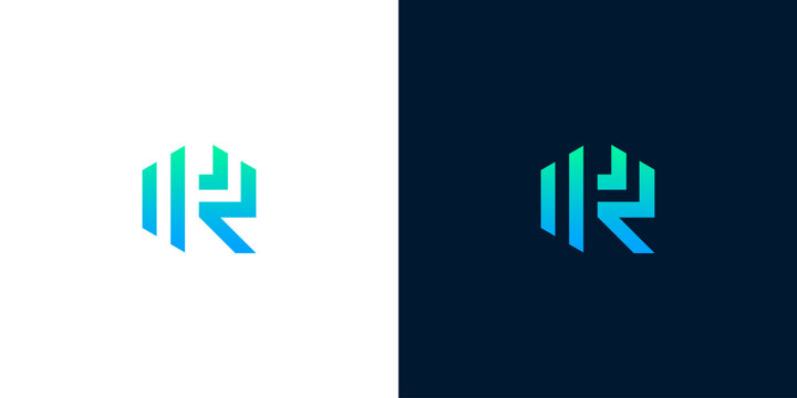 Abstract R letter modern logo design concept, featuring a gradient color scheme, ideal for technology, construction, or consulting businesses looking for a sleek visual identity