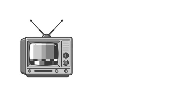 Retro television set with antenna and screen display