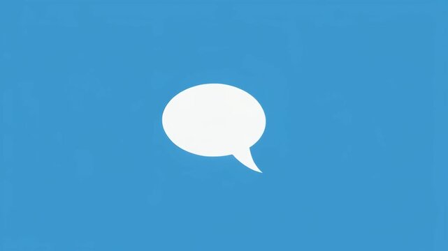 Animated speech bubbles appearing on blue background with black dividers communication and messaging concept seamless loop