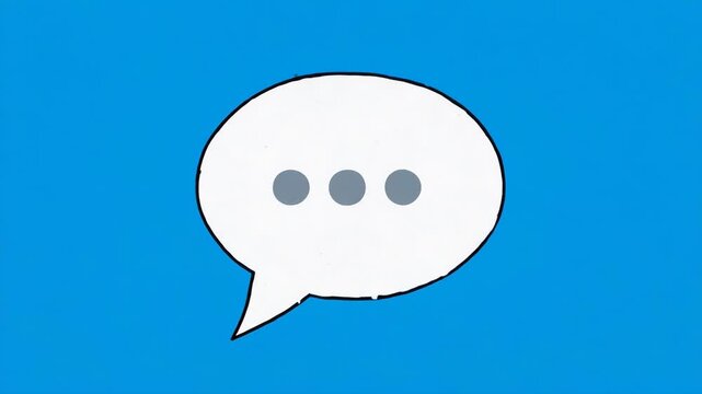 Animated speech bubbles appearing on blue background with subtle motion for communication concepts