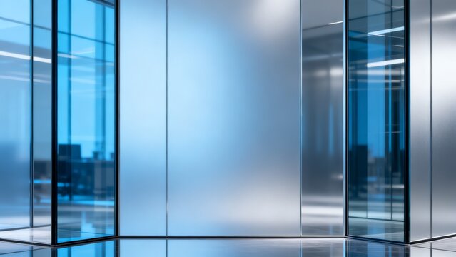 Clean architectural security pattern with layered glass blue grey mood ligh
