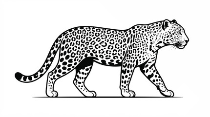 Fototapeta premium Leopard Vector Illustration and Silhouette Isolated on White Background, Wild Spotted Big Cat Predator Mammal Design for Wildlife, Nature, Safari and Zoo Concepts