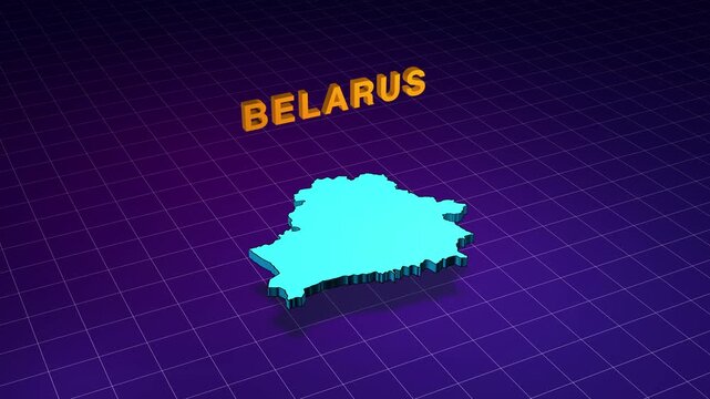Belarus country map moving in digital space