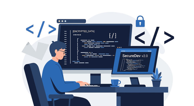 Software Developer at Work: Coding, Programming, Technology, Cybersecurity