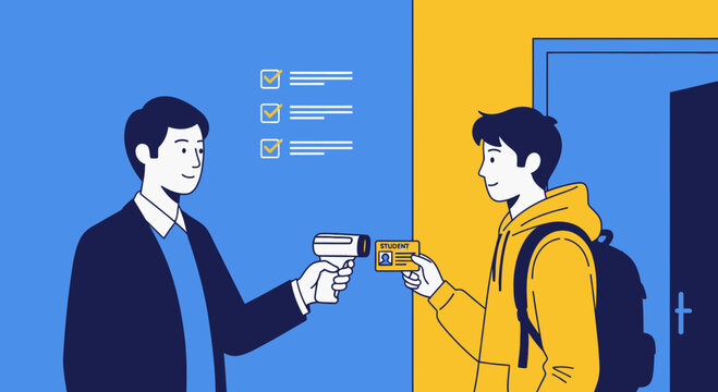 Student ID Scan and Temperature Check at Building Entrance