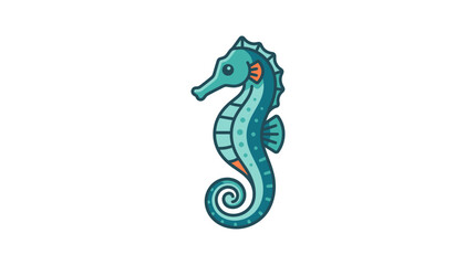 Fototapeta premium Teal seahorse icon with decorative patterns.