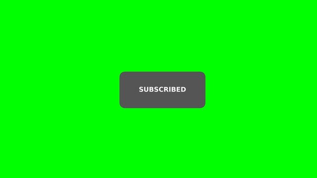 A dark grey 'Subscribed' button is displayed on a bright green screen background, ready for video editing.