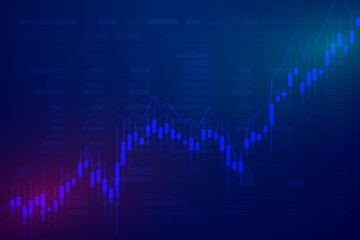 Naklejka premium Abstract blue candlestick chart illustrating a bullish market trend, financial growth and trading analytics. Ideal for finance, investment, stock market, business and data visualization concepts 