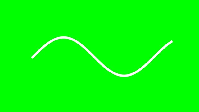 A simple white sine wave graphic isolated on a bright green background, representing a waveform or signal.
