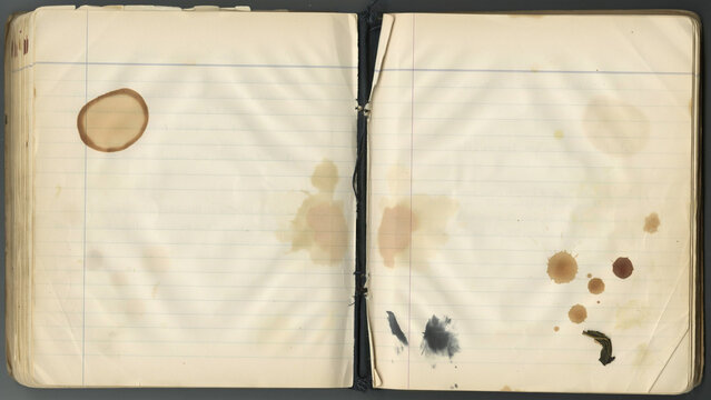 Worn notebook pages celebrating authentic imperfection and textured vintage aesthetic