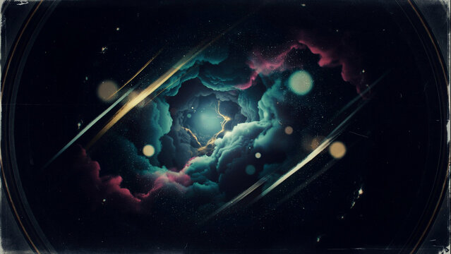 Cosmic imperfection abstract nebula with lightning authentic digital art