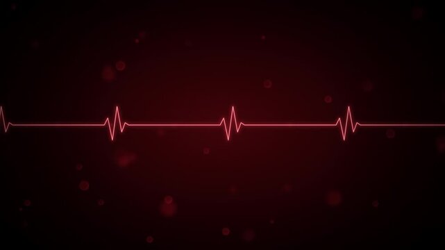 Animated red ECG line showing a normal heartbeat on a medical monitor screen