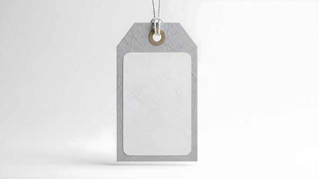 Blank Rectangular Hanging Price Tag Mockup with Textured Paper Surface
