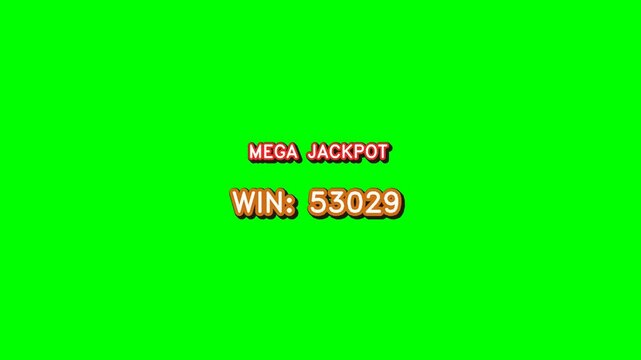 Mega Jackpot Win displayed on a vibrant green screen background, perfect for gaming and casino promotions.