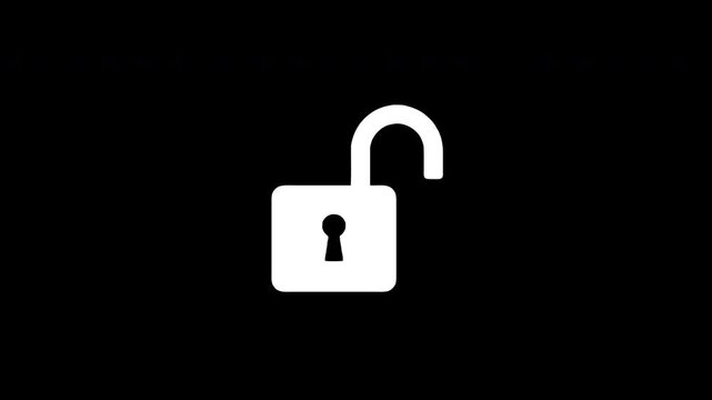 Digital padlock symbol opening and closing animation