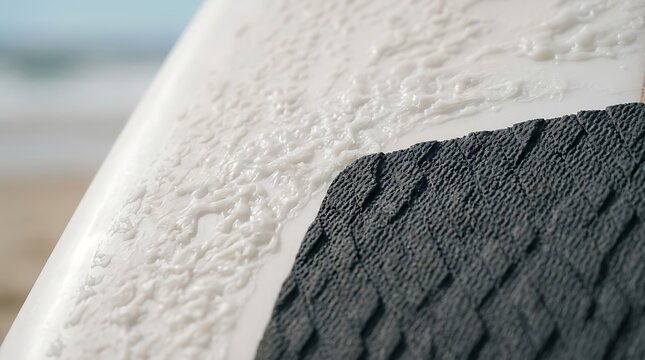 Close up of surfboard wax and traction pad at the beach