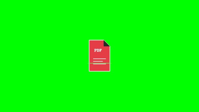A simple red PDF document icon with a folded corner, isolated on a bright green background.
