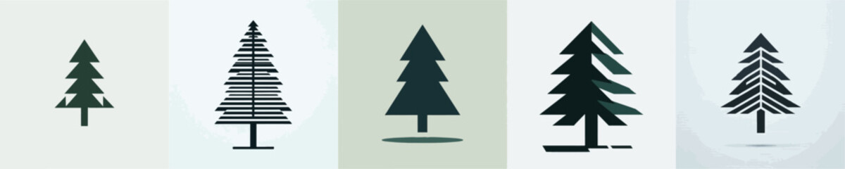 Obraz premium Pine Tree Silhouette Vector Illustration