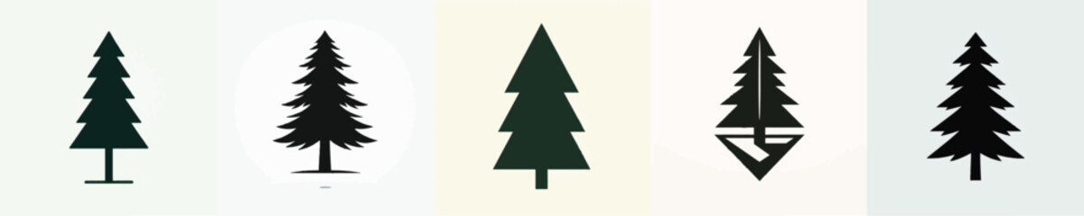 Fototapeta premium Pine Tree Silhouette Vector Illustration