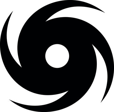 Hurricane cyclone silhouette icon for storm warning and natural disaster design