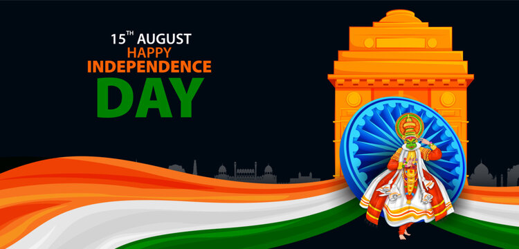 15 August Independence Day Greeting with Ashoka Chakra Vector