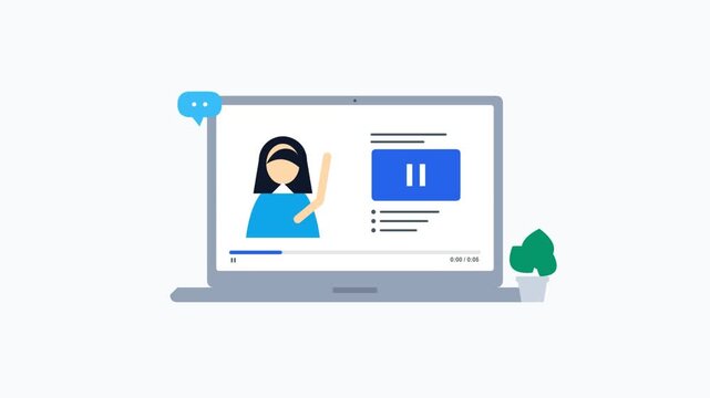 E-learning motion graphics with green screen background for remote digital education