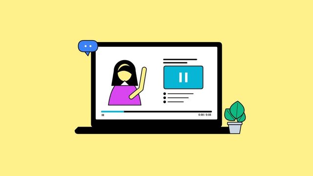 E-learning motion graphic on green screen background for online education courses