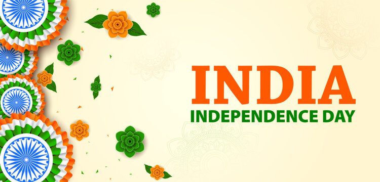 Happy Independence Day Greeting Card with Tricolor Design Vector