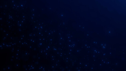 Obraz premium Dark blue abstract background with soft glowing particles and bokeh depth, perfect for digital technology, data, network and futuristic designs.