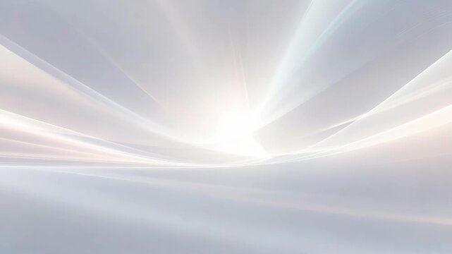 Abstract glowing light streaks in smooth minimal style on pale backdrop concept of serenity and calm motion