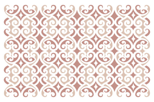 Symmetrical dusty rose vector ornament isolated on transparent background, elegant nude Maori kowhaiwhai element for beauty branding