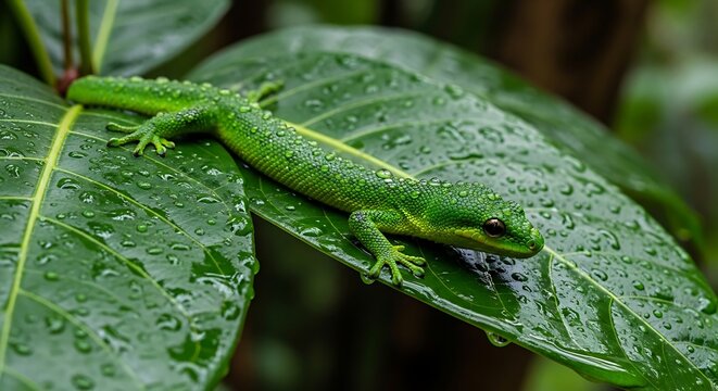 green lizard on a branch