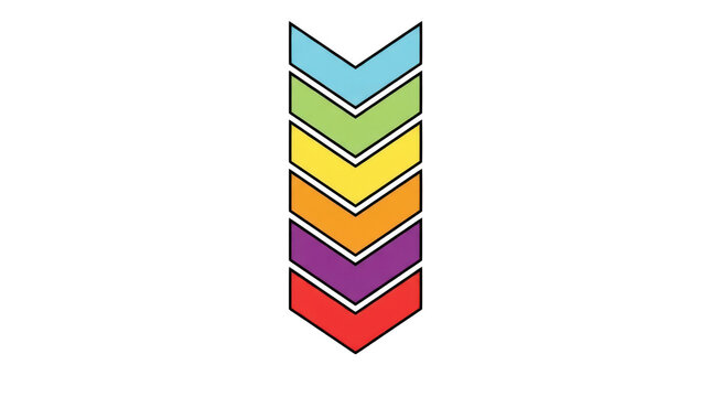 Colorful chevron arrow stack vector illustration isolated on transparent background