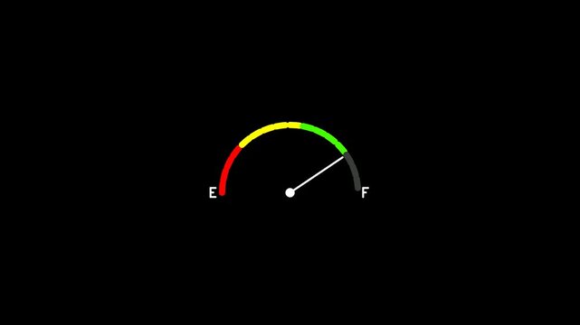 Fuel gauge indicator showing a nearly full tank on a black background.